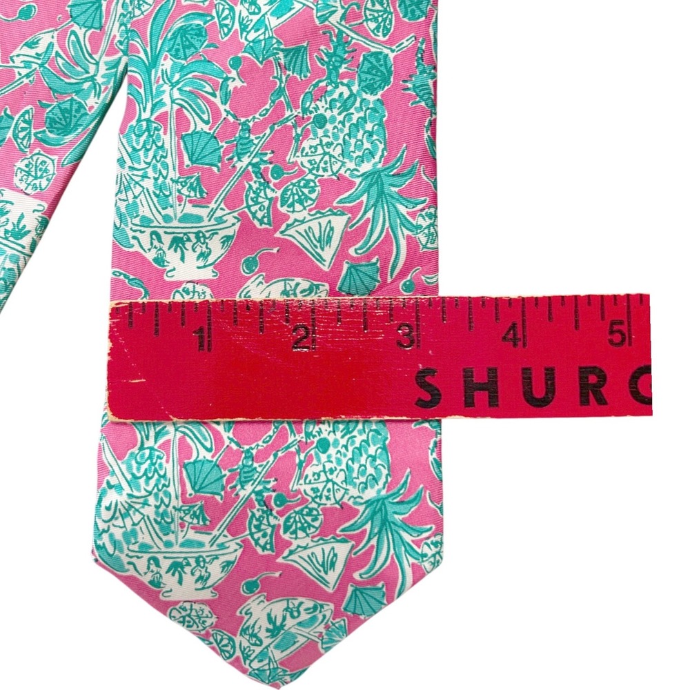 NWT Lilly Pulitzer Mens Hotty Pink Scorpion Bowl Silk Tie Tropical Pineapple - Picture 4 of 6